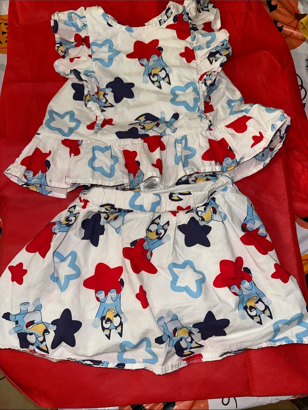 Disney White Red Blue Navy Star Print Kids Matching Set